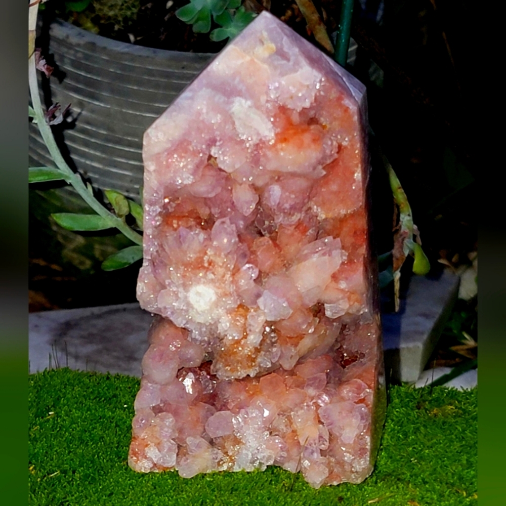Pink Amethyst Druzy Tower Home Decor